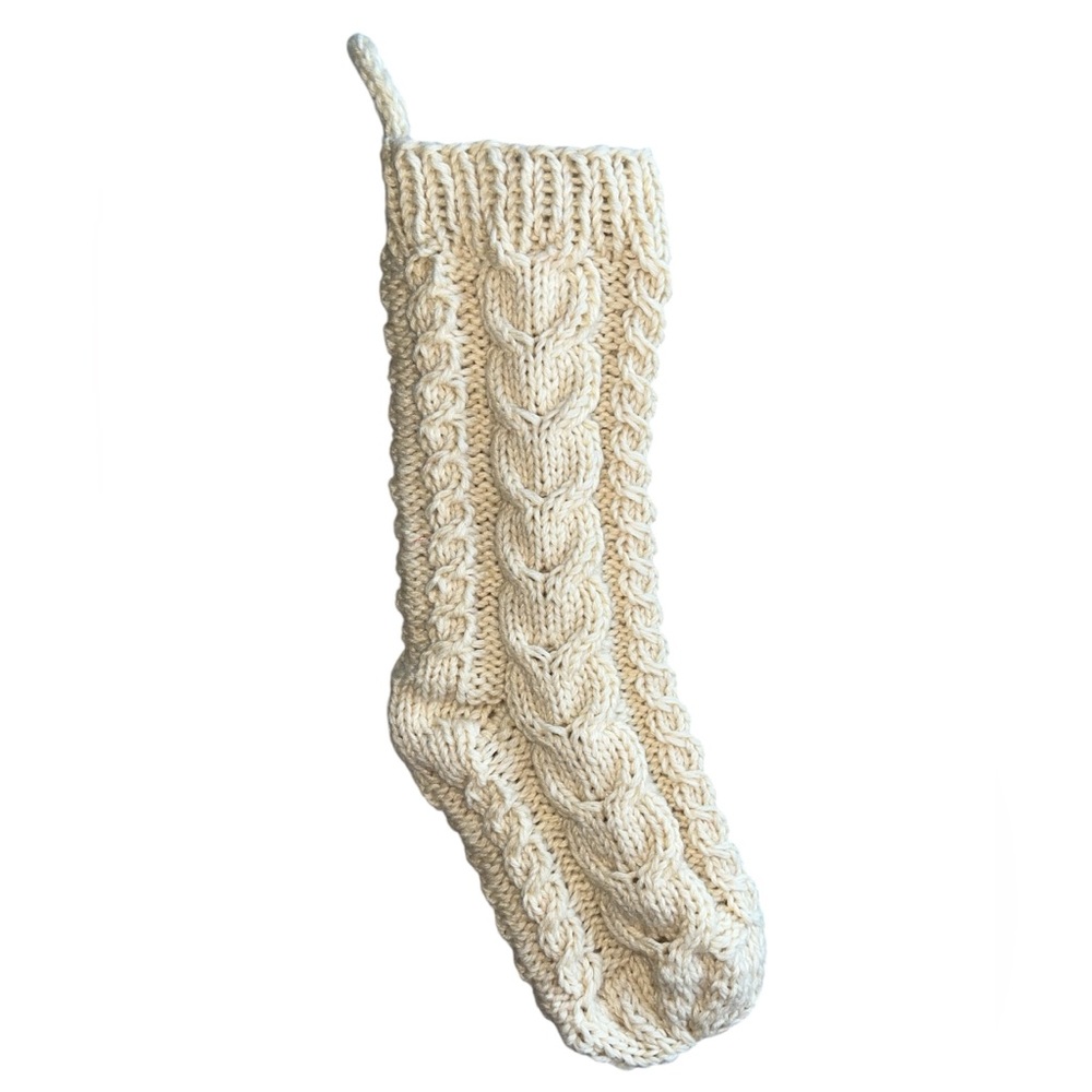 New Handmade Cable Knit Christmas Stocking